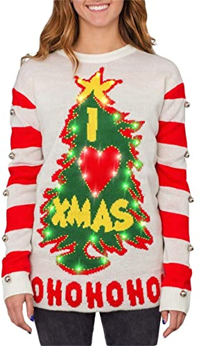 FeMereina Women Men 3D Ugly Christmas Sweaters Funny Christmas Tree Print Pullover Long Sleeve Knitted Xmas Sweater Jumper S-XL