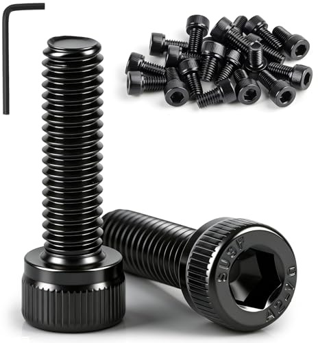 qjuwhua 50 Stück M4x10mm Zylinderschrauben mit Innensechskant Edelstahl A2 V2A Zylinderkopfschrauben DIN 912 Schrauben Vollgewinde mit Schraubenschlüssel für Automobil Maschinen und Möbelbau Schwarz