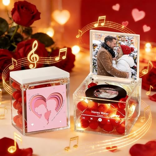 Personalisierte Spotify LED Acrylglas Spieluhr mit Foto, Mini Musik Geschenke mit eigener Lied für Freundin, Romantische Deko für Valentinstag Geburtstag Jahrestag Hochzeitstag Geschenke für Ihn & Sie