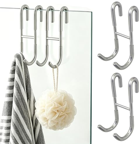 Cloxtralon Crochet Porte Serviette Lot de 2 Crochet Douche sans Perçage avec Couvercle en Silicone - Support pour Raclette