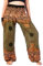 Lofbaz Damen Haremshose mit gesmoktem Bund Rose Grün Size L