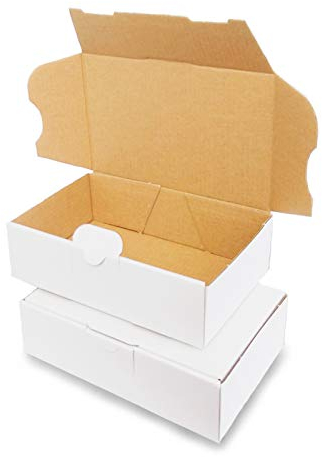 KartonProfis 400 cajas maxi carta cajas de envío cartón plegable maxi carta 160 x 110 x 50 mm, blanco, MB-1, cartón plano, embalaje de envío, cartón postal, caja de cartón