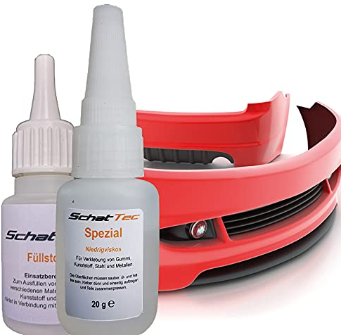 Sekundenkleber Set mit Füllstoff und Primer original SchatTec zum füllen, kleben und reparieren