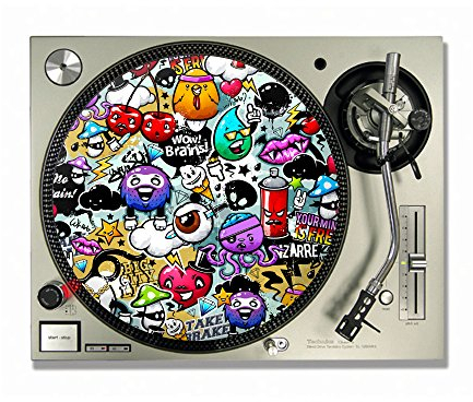 IDYD Graffiti DJ Turntable Slipmats, Polyester, 12 or 7 (12inch), Multicolor