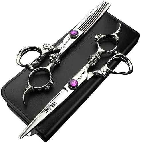 6/7/8/9-inch Professional Hair Clipper Set, Stainless Steel Sharp Hair Clippers, Hairdresser Specific Scissor (6 inches, 2 Pieces-C)