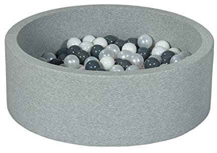 Velinda Piscine a balles pour Enfant, Aire de Jeu + 200 balles (Couleurs des balles: Blanc, Perle, Gris)