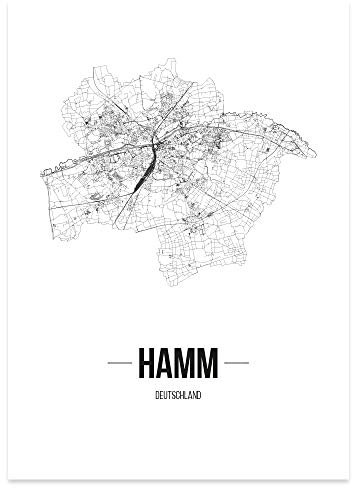 JUNIWORDS Stadtposter - Wähle Deine Stadt - Hamm - 30 x 40 cm Poster - Schrift B - Weiß