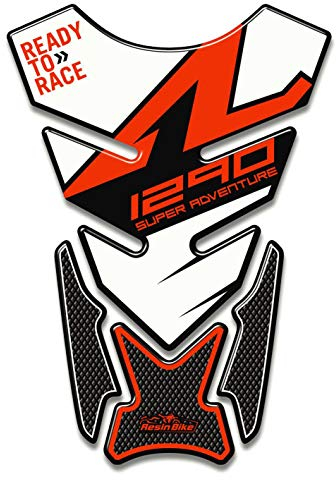 Resin Bike Adesivi Moto Compatibile con KTM 1290 Super Adventure R 2017 2020 Bianco. Protezione Paraserbatoio da Urti e Graffi. Adesivo Resinato con Effetto 3D
