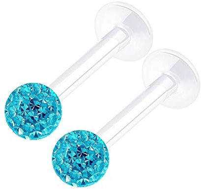 KJM FASHION 2 Stk Flexibel Acryl Labret 1,2mm 16g 8mm 3mm Ferido Kristall Kugel Lip Spiderbite Cartilage Ohrringe Medusa Piercing Schmuck 2226