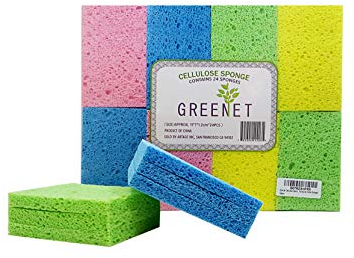 Greenet Spülschwämme Reinigungsschwämme - 24er-Pack 100% natürliche Spülschwämme Küchen-Peeling-Schwämme + 2 Hochleistungs-Scheuerschwämme - Super langlebig, Zellulose biologisch abbaubar