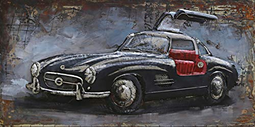Vintage Line Handgefertigtes Metallbild 3D-Optik Wandbild Verschiedene Größen Kunst Bild (Metallbild 300 SL (ca. 120x60 cm))