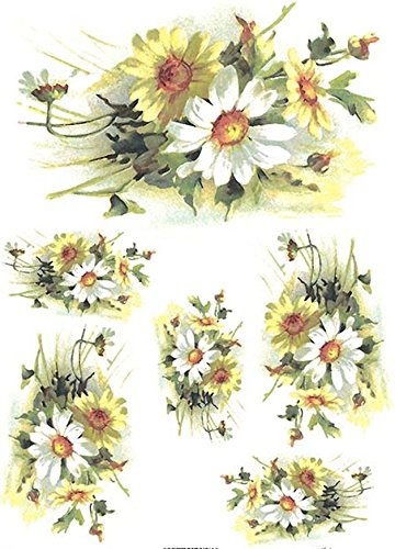 Zita`s Creative Reispapier A4 - Margheriten. Motiv-Strohseide, Strohseidenpapier, Decoupage Papier