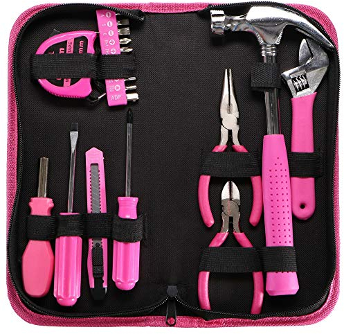 SIXTOL HOME PINK 20 Werkzeugset in einer Tasche | Für den Heimgebrauch | praktischen Werkzeug-Tasche | hochwertig | ideal für den Haushalt o. die Garage | Rosa, Schwarz