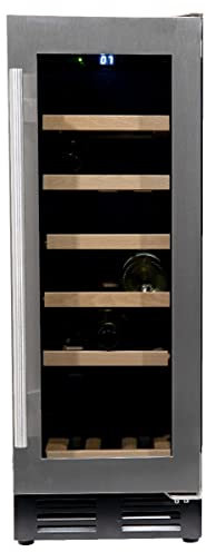 Vinata WK-60A-RVS Premium mit Edelstahl Glastür-18 Flaschen Weinklimaanlage Weinkühlschrank, Glas Holz