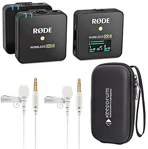 Rode Wireless GO II 2-Channel Microphone Radio System + 2x Lavalier GO White + Keepdrum Soft Case