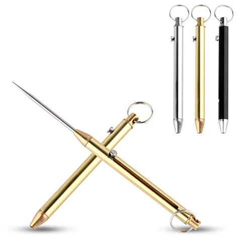 Geilihome 3 palillos de dientes portátiles de titanio con resorte de metal, para picnic al aire libre, camping