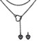 FOCALOOK Damen Mädchen Collier schwarz Edelstahl Lariat Kette mit personalisiert Herz Anhänger 80cm lange Minimalist Y-Kette verstellbar Modeschmuck Accessoire für V-Ausschnitt Pullover Kleid