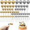 66 Mini Balloon Cake Toppers - Foam Balls, Cake Picks, Pearl Balls, DIY Inserts for Christmas, Anniversary, Birthday, Baby Shower (Gold, Silver)
