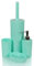 Bestlivings 4-teiliges Badezimmer Zubehör Set (Türkis), Zahnbürstenbecher - Seifenspender - Seifenschale - WC-Garnitur, Badaccessoires