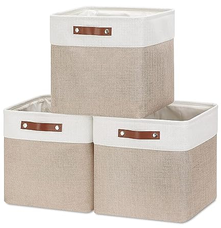 Mangata Stoff Aufbewahrungsboxen 33x33x33cm, Würfel Aufbewahrungskörbe für Spielzeug, Handtücher und Kleidung, 3er Set