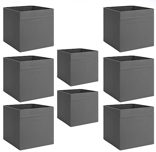 HSD Cube Storage Boxes Foldable Fabric Storage Organizer Boxes for Shelving Unit for Home, Office Use, Bedroom, Nursery, Wardrobe, Toys Best Gift For Children's, 33x38x33 CM (8 Pack, Dark Grey)