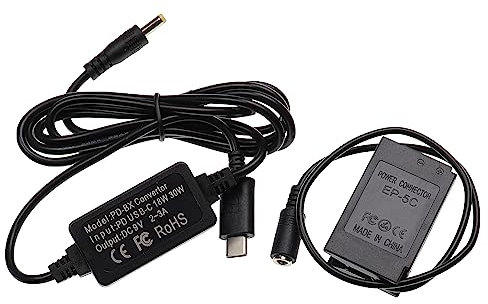 vhbw USB Mains Power Adapter compatible with Nikon Coolpix A 1 AW1, P1000, P950 Camera - Power Cable + DC Coupler (Replacement for Nikon EP-5C), 2 m