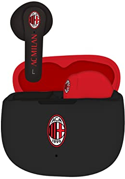 TECHMADE AC Milan, Cuffie Senza Filo In Ear, auricolari con box ricarica Rosso/Nero