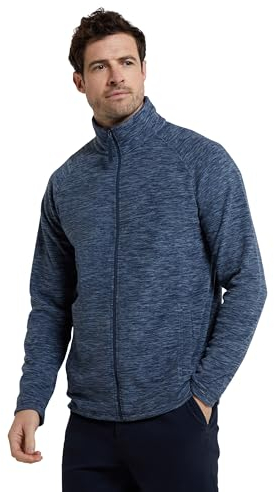 Mountain Warehouse Snowdon Mens Full Zip Fleece - Midlayer Pullover, Breathable Jacket, Soft Outerwear, Smooth Fleece Top - For Spring Summer, Travelling Blue 4XL