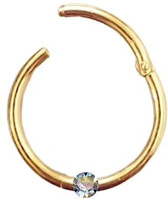 Generisch PIERCING CLICKER Ring Echt 750 Gelbgold mit echtem Diamant Intim Helix Septum Conch Tragus modern Durchmesser 10 mm 45071-10
