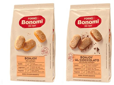 Forno Bonomi Bonjoy mini Classico + Bonjoy mini al Cioccolato, biscotti ideali per la preparazione di dolci o per una sana colazione. 200 g