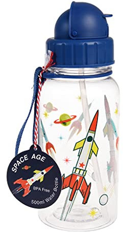 Rex London Clear Space Age Wasserflasche für Kinder, 500 ml Fassungsvermögen, Weiß
