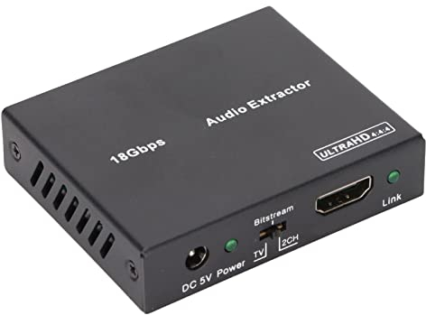 Audio Extractor Stripper, Multi Channel Optical (SPDIF) und Analoger L/R Soundausgang, 18 Gbps 4K2K Bei 50/60 Hz Sound Extractor Converter Unterstützt HDCP 2.2 und CEC Funktion (EU)