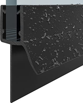 Black Shower Seal Model H1 for 4-6mm Glass | Choose from 12mm 17mm or 23mm Bottom fin | Shower Seal for Bath Screen or Shower Door (17mm fin 4-6mm Glass)