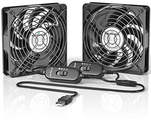 KEYNICE 120mm Fan USB Computer Fans USB Case Fan, Dual PC Fan, 2000RPM USB Powered Cooling Fan with Metal Grill Guard, Compatible with Computer / PS4 / TV Box/AV Cabinet/Router