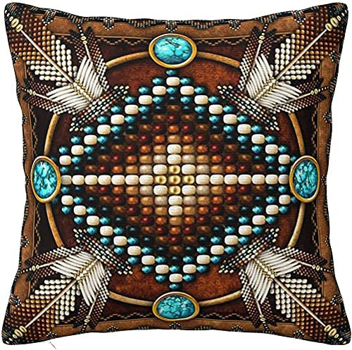 Quadrat Wurfkissenbezug Navajo-Kunst Der Südwestlichen Indianischen Ureinwohner Kissenbezug Modern Kissen-Bezug Dauerhaft Kissenhülle 45X45Cm Für Outdoor Couch Zimmer Balkon
