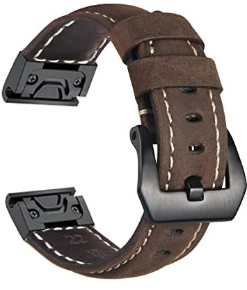 Leder Armbänder für Garmin Approach S60 Armband für Männer und Frauen Klassisches Leder mit Edelstahl Metall Schließe Kompatibel mit Garmin Approach S60 (3)