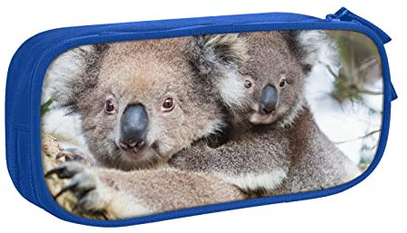 FLYIFE Koala Bear Große Federtasche mit 2 Fächern, Federmäppchen, Stifteetui, Tasche, Organizer für Mädchen, Jungen, Studenten, Schule, Büro, College, blau, Einheitsgröße, Schulranzen