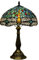 FUMAT Tiffany Tischlampe, Retro Deko Lampe Tischleuchte Nachttischlampe, Glas Lampenschirm, Mit E27 LED Glühbirne, für Schlafzimmer Wohnzimmer Büro, Libelle Muster, Grün