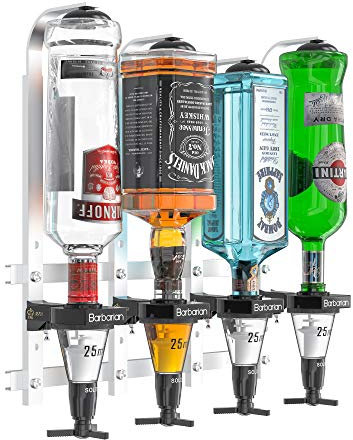 Barbarian 3/4/6 Bottle Optics for Spirits - Bar Butler Shot Measure Bracket Alcohol Wine Upside Down Drink Dispenser Home bar Garage Man cave (4 Bottle 35ml)