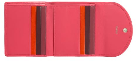 DUDU Portafoglio Donna in Pelle Vera Morbida Piccolo, Tasche Portacarte, Porta Banconote, Cerniera Posteriore per Monete, Portafogli RFID Con Chiusura a Bottone Colorato Himbeere