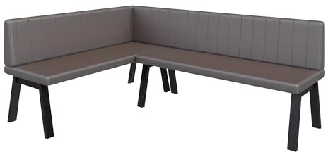 FURNISTAR Eckbank Akiko Metal A - Eckbankgruppe für Ihrem Esszimmer, Küche modern, Sitzecke, Essecke. Perfekt für Küche, Büro und Rezeption. Solide und Starke Verarbeitung. (142x196-Links-Soft30)