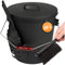 BLACK OAK Ascheeimer Stromboli 20L – schwarz mit Deckel Schaufel & Besen - groß 20 Liter - Stahl feuerfest verzinkt & pulverbeschichtet Asche & Kohle Eimer Zubehör für Kamin Kachelofen Holzofen