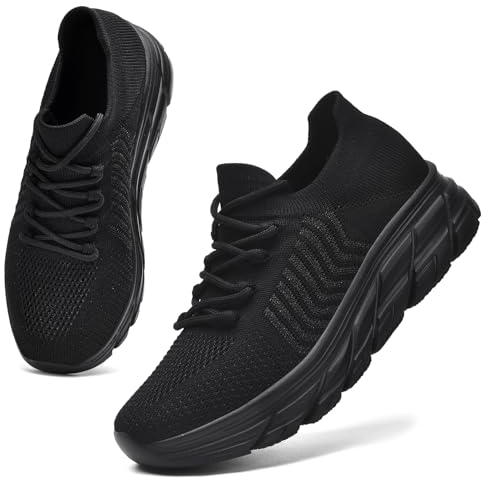 ELAPHURUS Damen Sneaker Turnschuhe Leicht Laufschuhe Sportschuhe Freizeitschuhe Atmungsaktiv Walkingschuhe, Schwarz, 41 EU