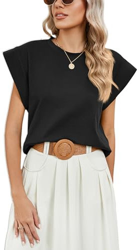 Famulily Black Tank Tops for Women UK Summer Casual Sleeveless Vests Tops Basic Cap Sleeve T Shirts (XL, Black)