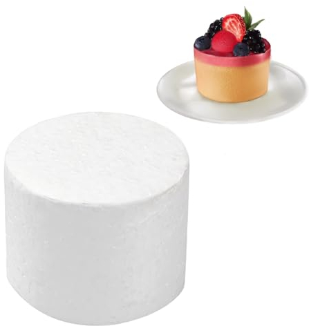 Modèle de Faux Gâteau en Mousse, Gâteau Factice Rond en Mousse, Gâteau en Polystyrène, Gâteau Factice, Diamètre 10/15cm Haut 7 cm, Gâteaux en Polystyrène pour Gâteau Arts et Artisanat (4 pouces)