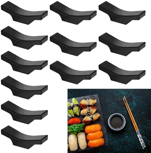 DECARETA 12 PCS Repose-Baguette Alliages Baguette Repose Plat Baguette et Repose Baguette Support Baguette Japonaise Repose Baguette Japonaises Repose Baguette Bois pour Baguette Couteau Fourchette