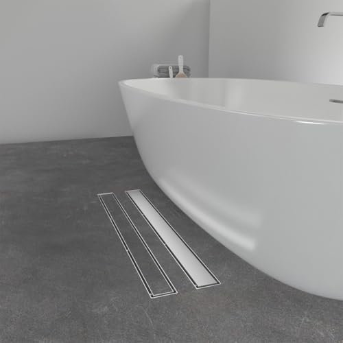 GY Bath Canaleta Ducha de Sifón 360°,2 en 1 Enlosable Desagüe Ducha 70cm,Canal de Drenaje de Acero Inoxidable con Filtro