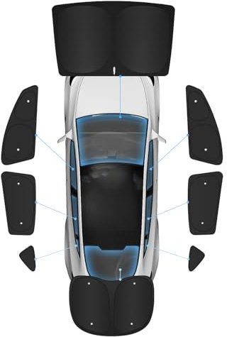 8-teiliger Windschutzscheiben-Sonnenschutz für Tesla Model Y(2020-2024), Front- & Heckscheiben-Privatsphäre-Abdeckung, Sonnenblende, Thermisch isoliertes Model Y-Zubehör