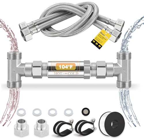 Moonshan Ersatz-Sensor-Ventil-Set aus 304 Edelstahl für sofortiges Warmwasser-Umwälzpumpensystem, enthält ein Sensorventil, 2 PEX-Flexschläuche und Adapter