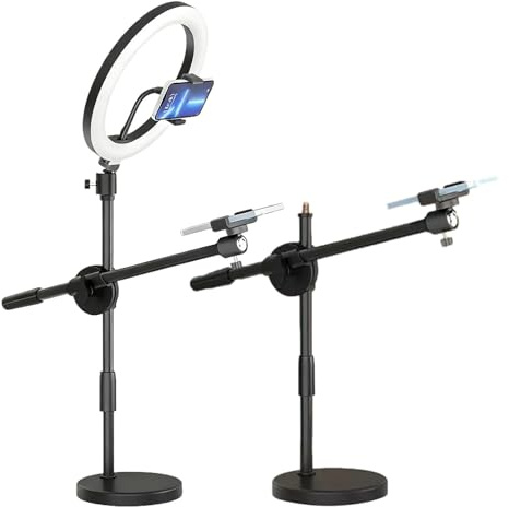 Overhead Phone Mount - Selfie Light with Stand, Camera Mount Tripod Stand, Articulating Arm Camera Holder, Led Light Phone Holder, Overhead Cam-Holder for -Teaching, Cooking Tutorials, Sketching